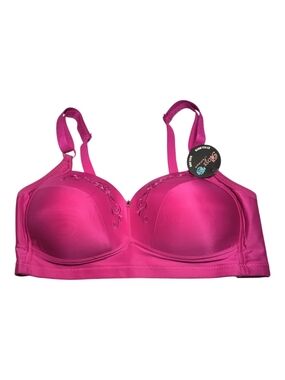 Rose Intimate Supportive Fuschia Wireless Bra with Floral Embroidery 38D